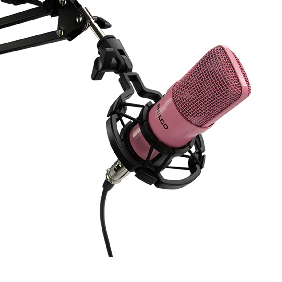Kit Micrófono Studio Streaming + Antipop + Soporte + Stand Philco Rosado