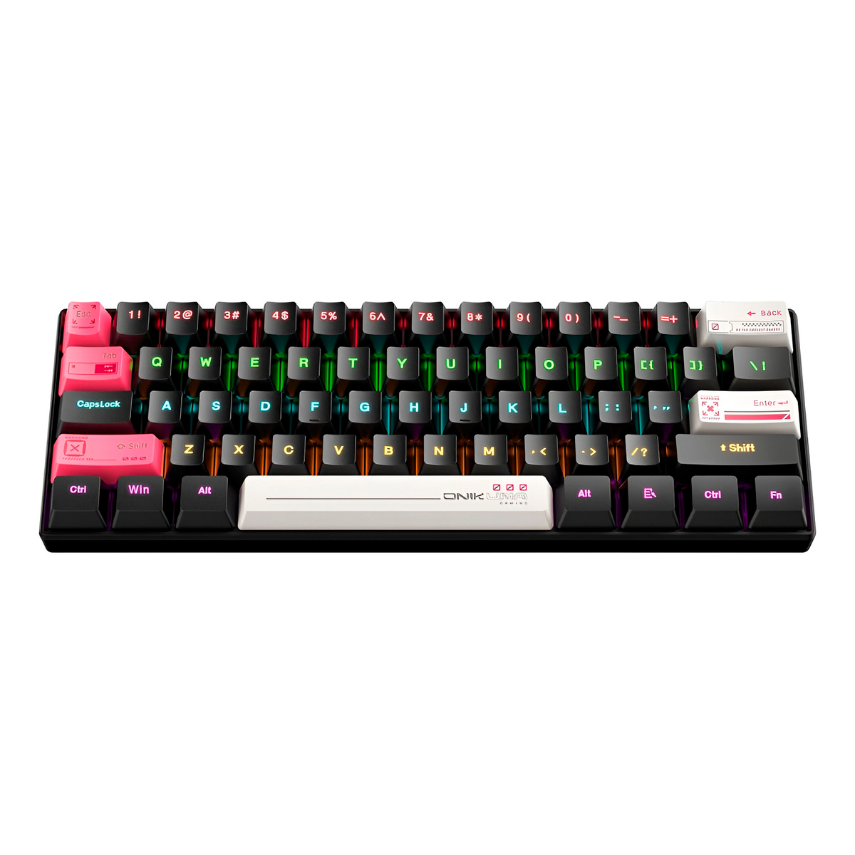Teclado Gamer Mecanico Onikuma G55 Rgb 61 Teclas Ingles Rosa