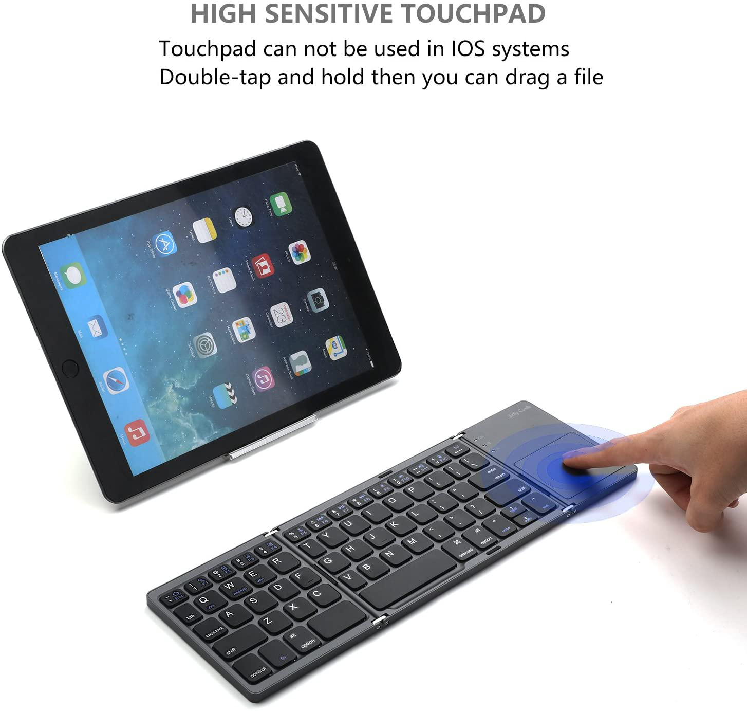Teclado Inalámbrico Bluetooth Mini Plegable Con Touchpad Negro – imagen 9