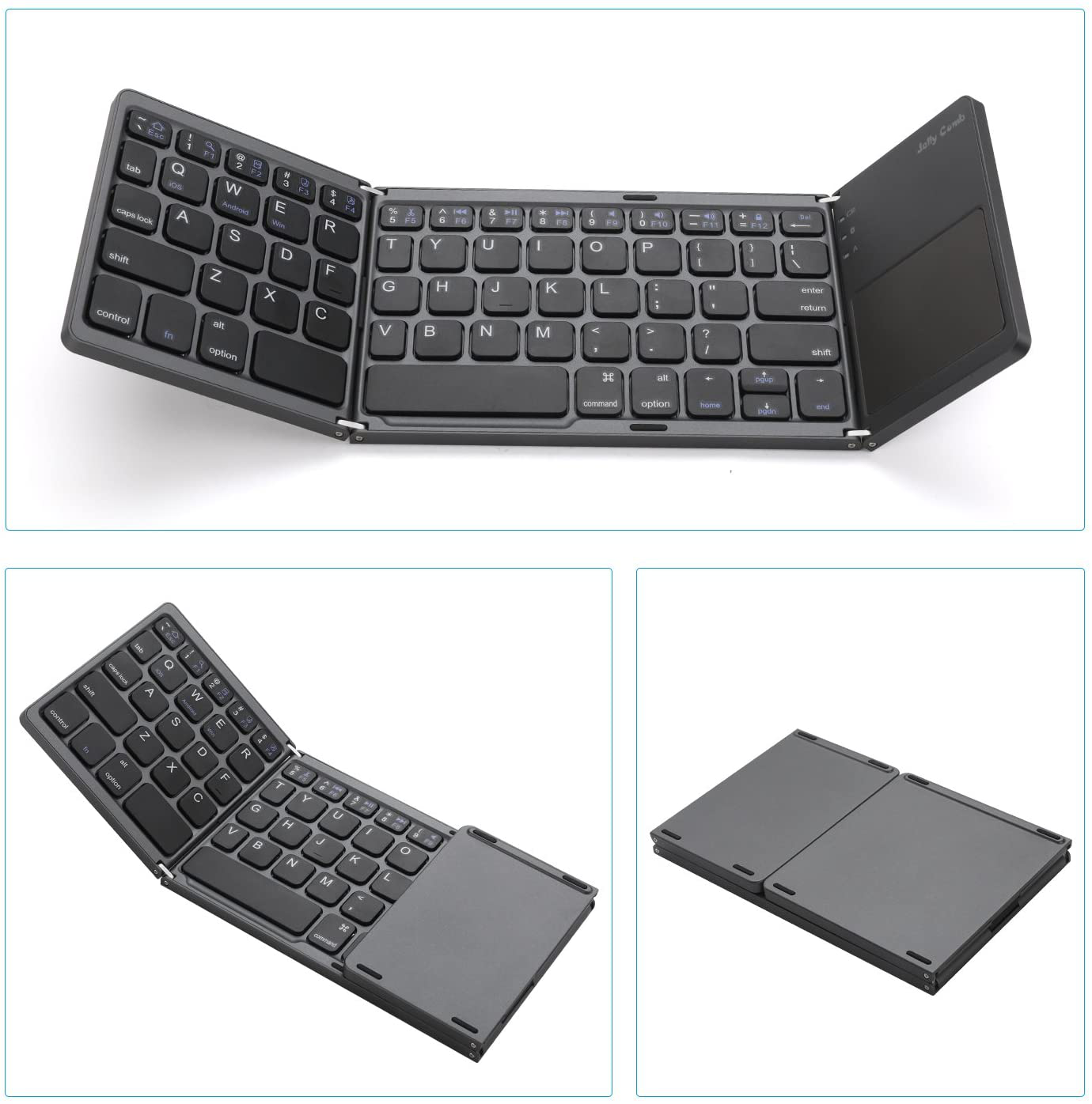 Teclado Inalámbrico Bluetooth Mini Plegable Con Touchpad Negro – imagen 4