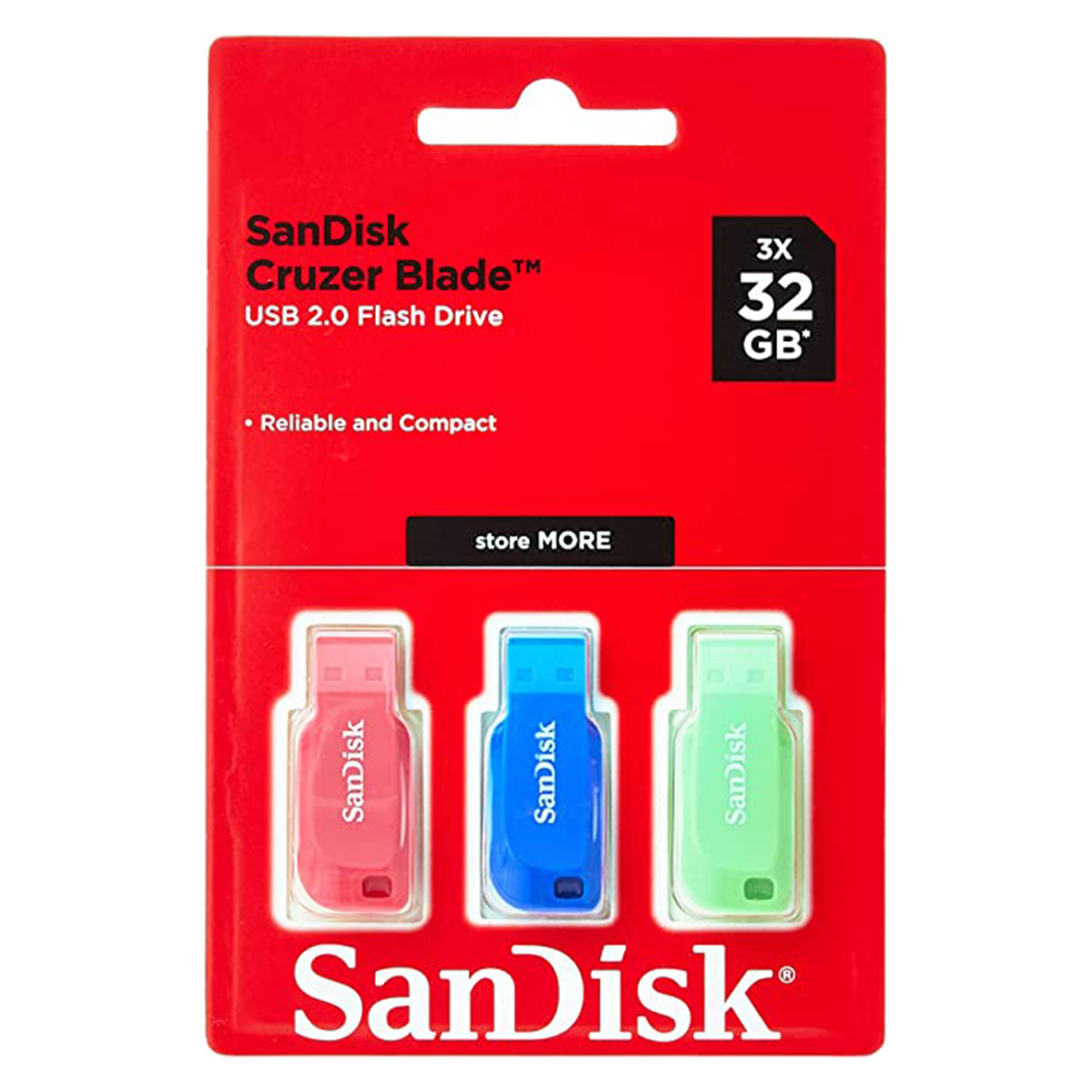 Pack Pendrive Sandisk 32 Gb Usb 2.0 Rosado Azul Verde