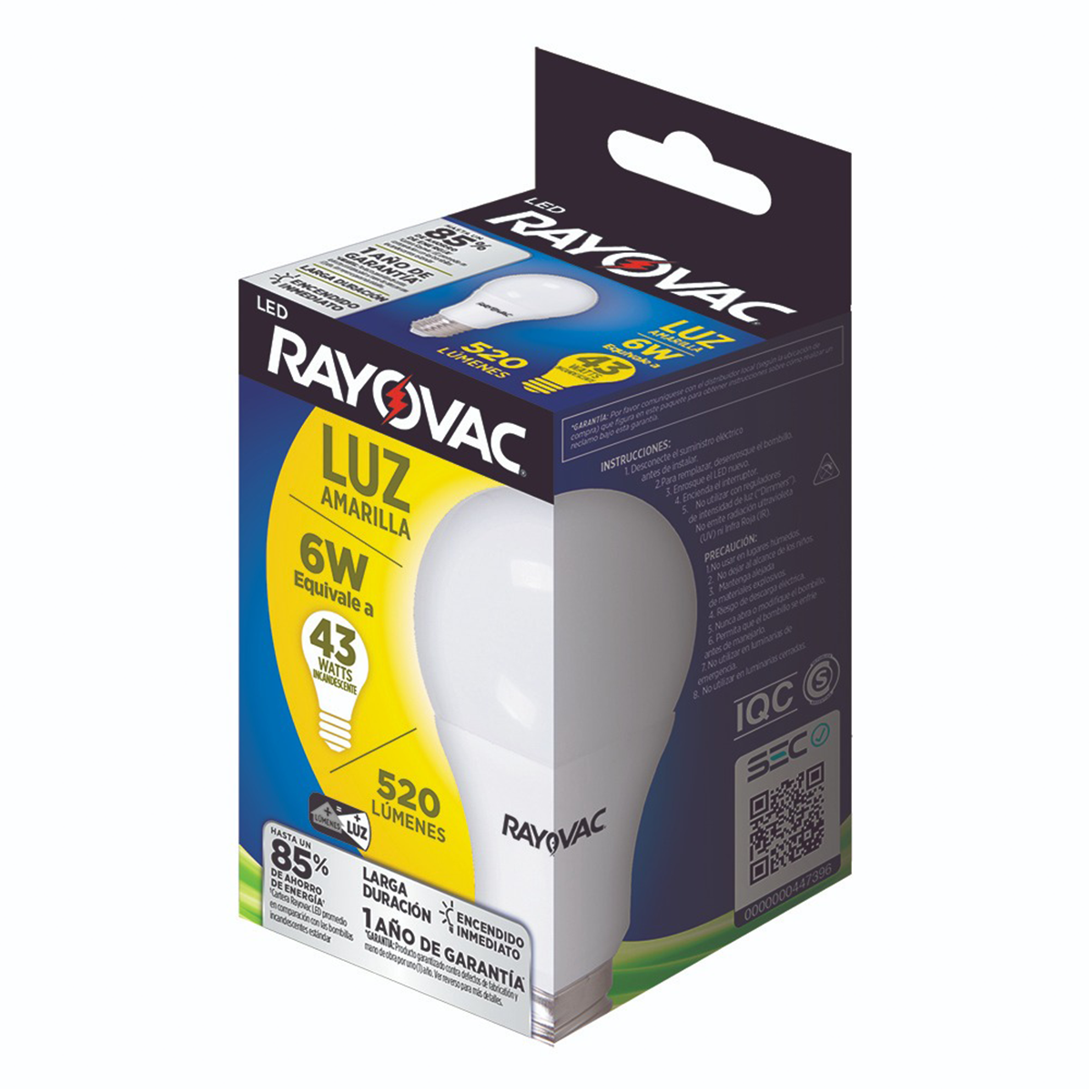 Ampolleta Rayovac Led E27 6w Luz Amarilla