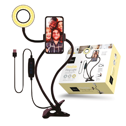 Kit Atril Con Aro De Luz Y Porta Smartphone Flexible Microlab 9063