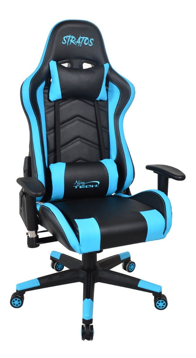 Silla Gamer Stratos Njoytech 2d 180° Negro Azul – imagen 2