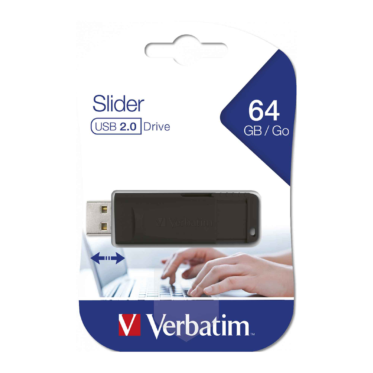 Pendrive Verbatim 64Gb Slider Usb Negro