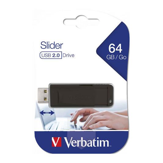 Pendrive Verbatim 64Gb Slider Usb Negro