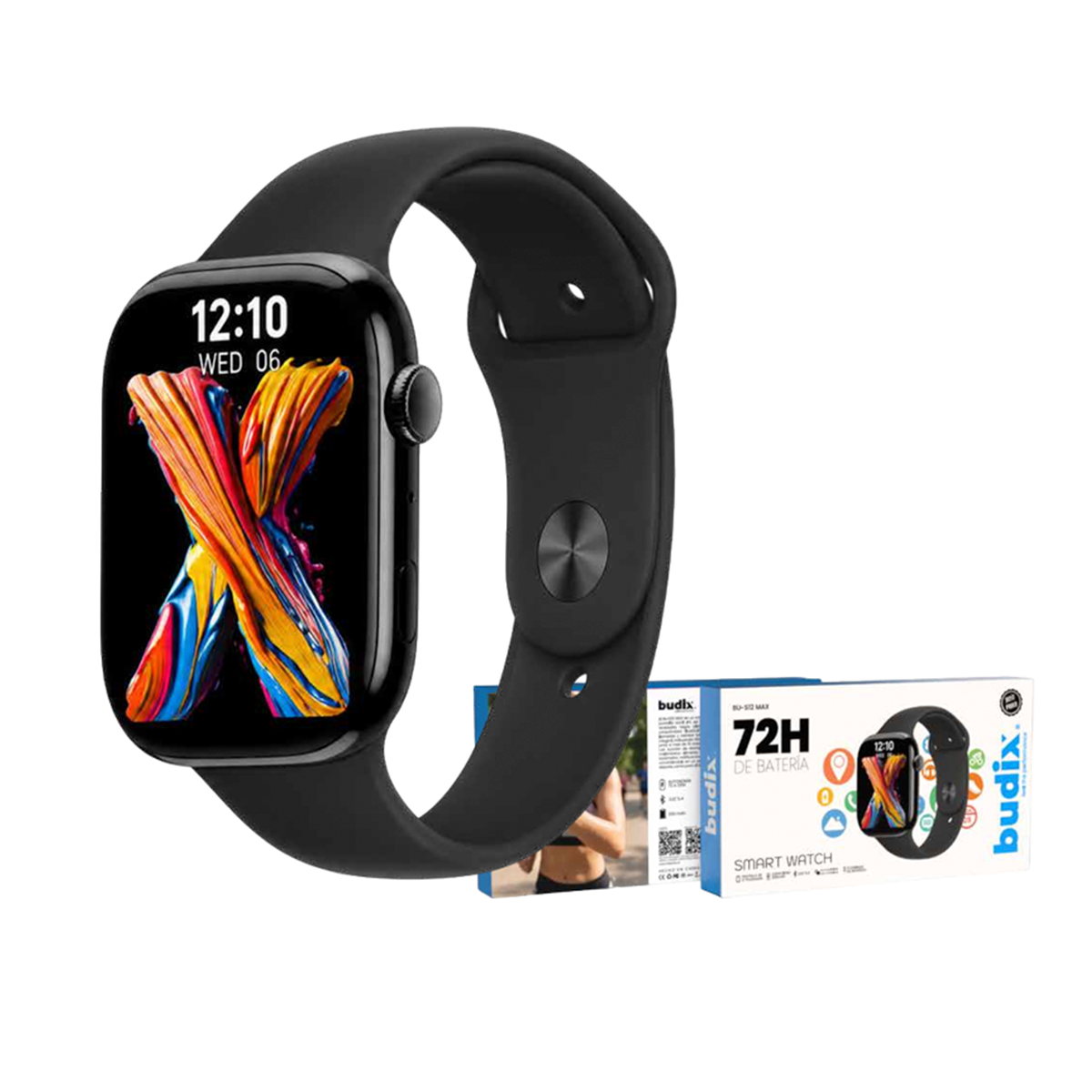 Smartwatch S12 Max Watch Budix Correa De Silicona Negro