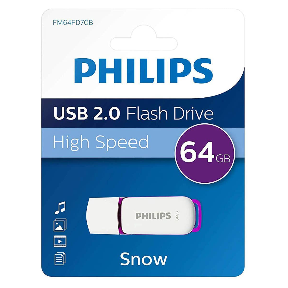 Pendrive Philips 64 GB Usb 2.0 Snow Blanco