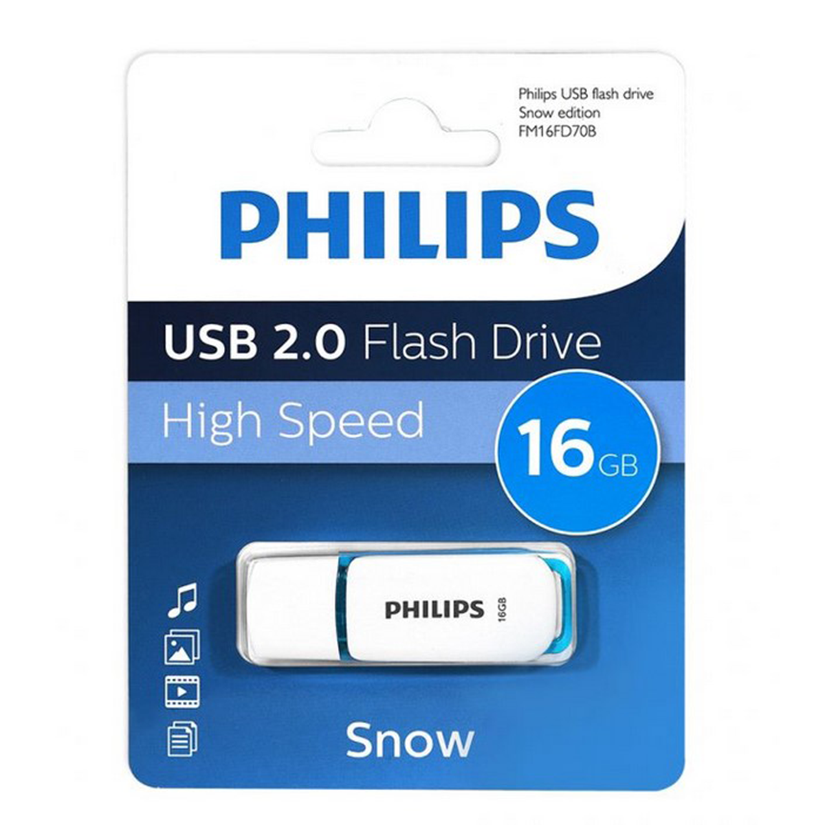 Pendrive Philips 16 GB Usb 2.0 Snow Blanco