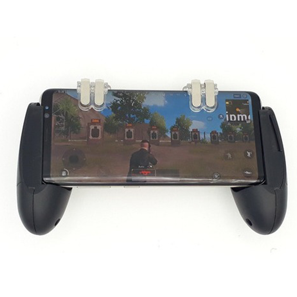 Combo Gatillo Doble + Gamepad Para Celulares Pubg Njoytech Negro