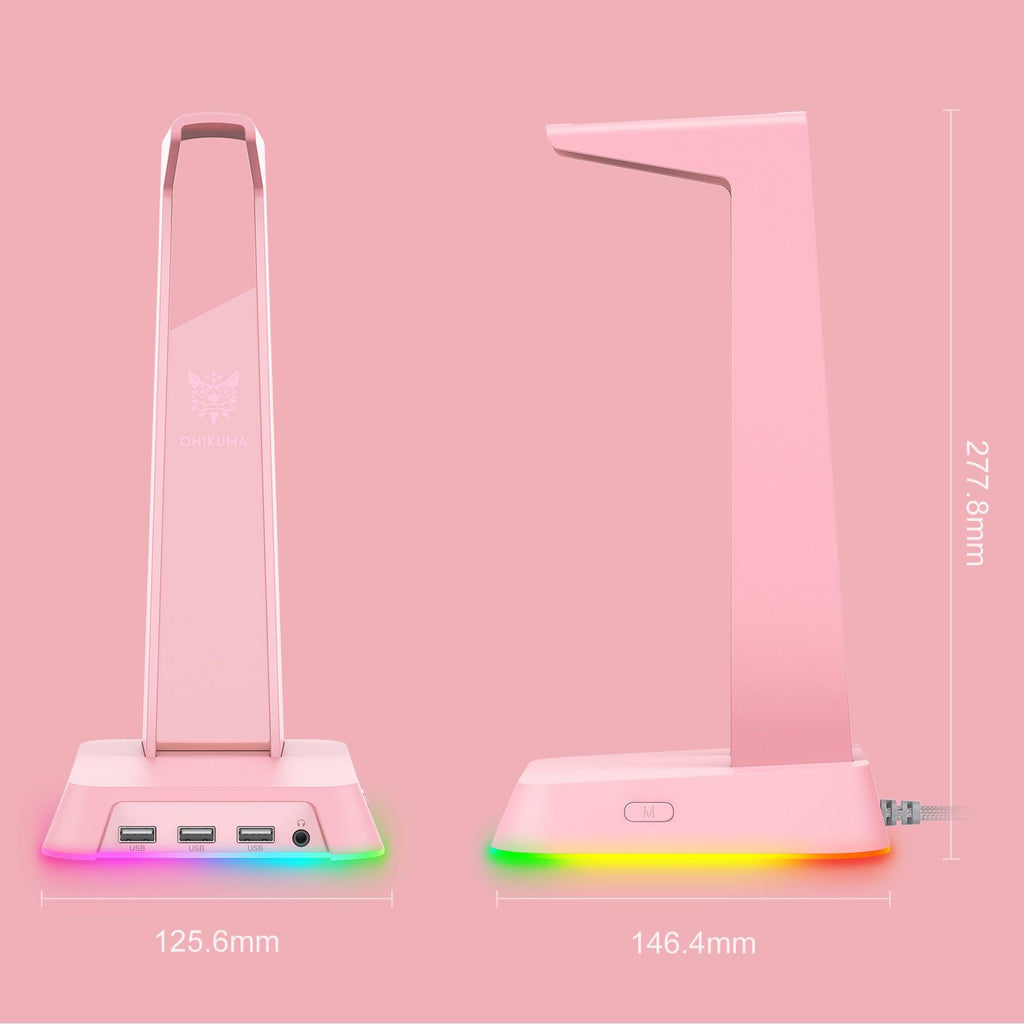 Soporte Stand Audifonos Gamer Onikuma St2 Rgb Usb Rosa – imagen 3