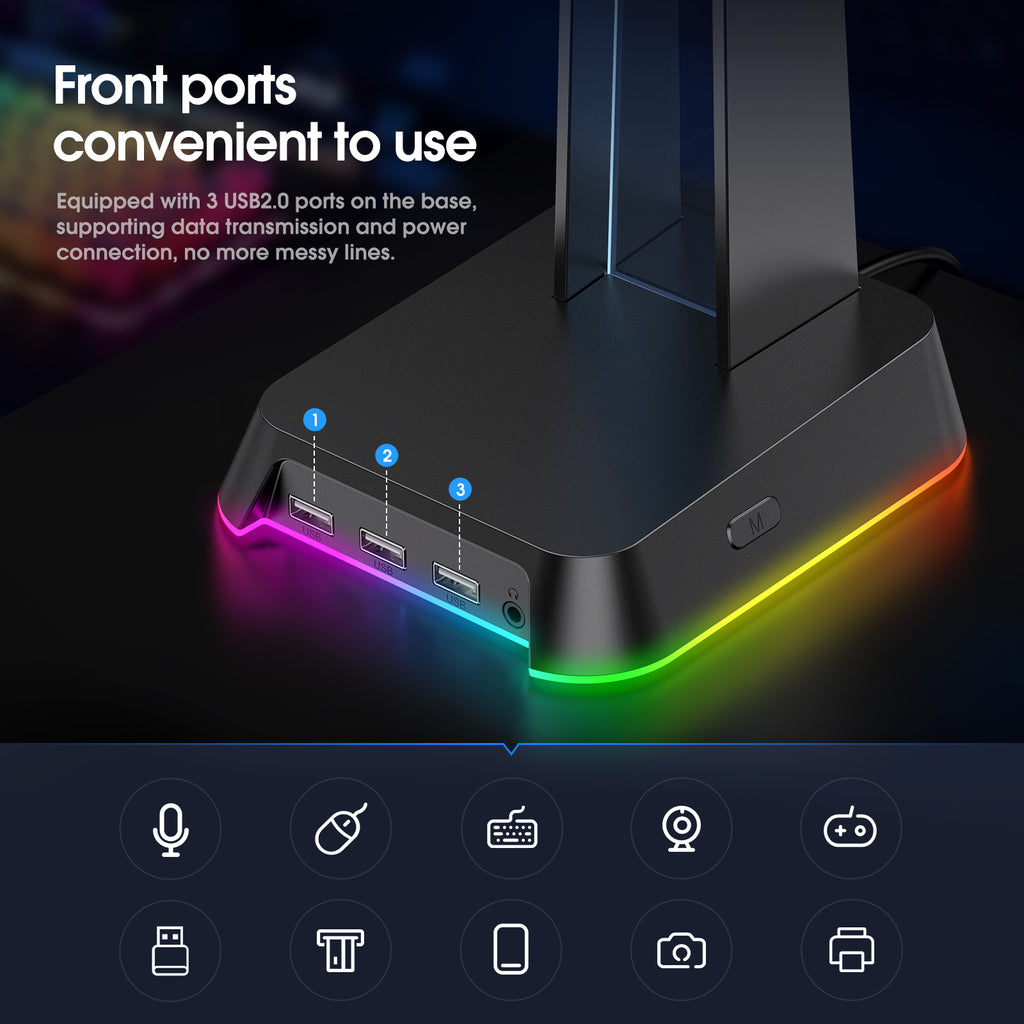 Soporte Stand Audifonos Gamer Onikuma St2 Rgb Usb Negro – imagen 3