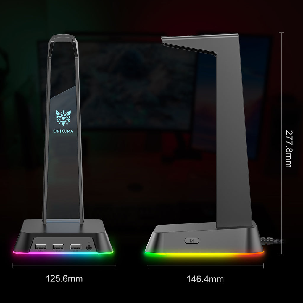 Soporte Stand Audifonos Gamer Onikuma St2 Rgb Usb Negro – imagen 2