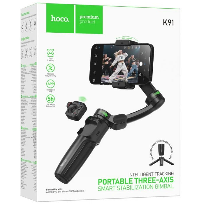Estabilizador Gimbal Celular 3 Ejes Hoco K91 Negro – imagen 5