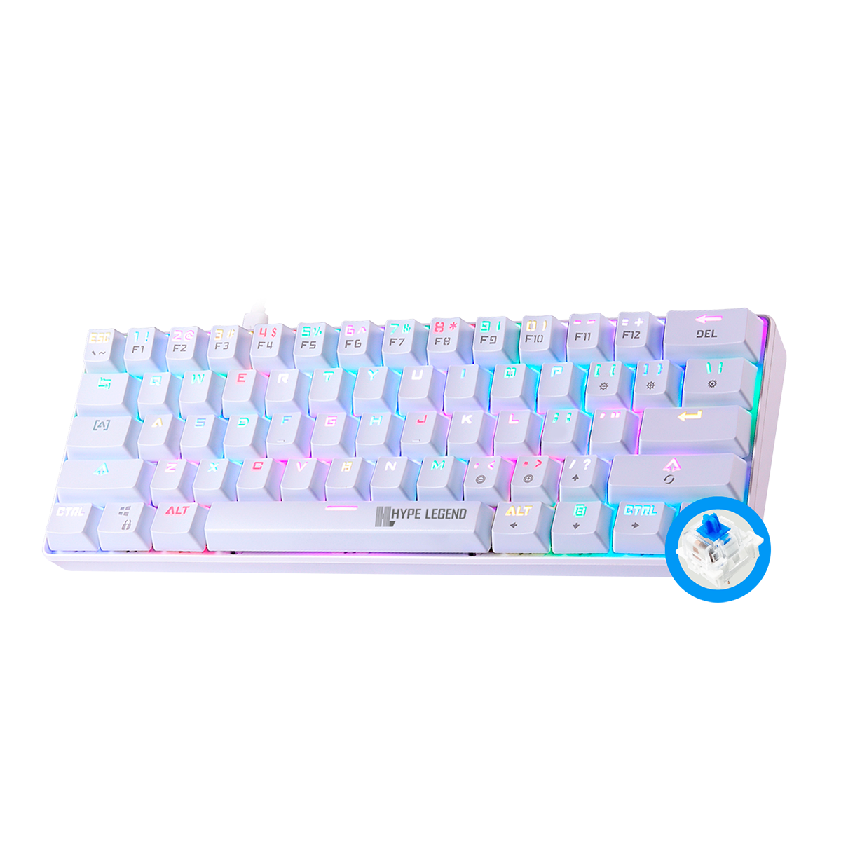 Teclado Gamer Mecanico Rebel Rgb Switch Outemu Blue Blanco