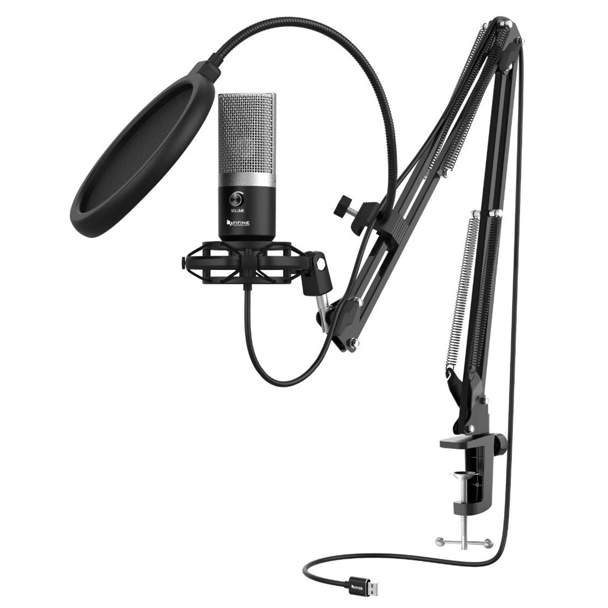 Kit Microfono Condensadort Fifine T670 Con Brazo Negro