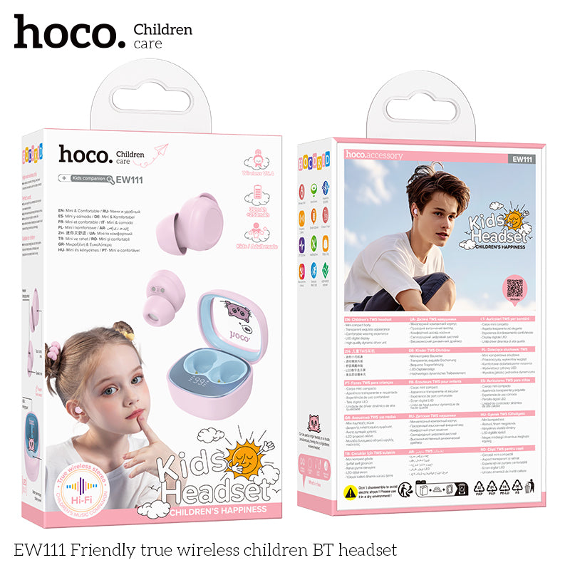 Audífonos In Ear Bluetooth Niños Hoco Ew111 Rosado – imagen 2