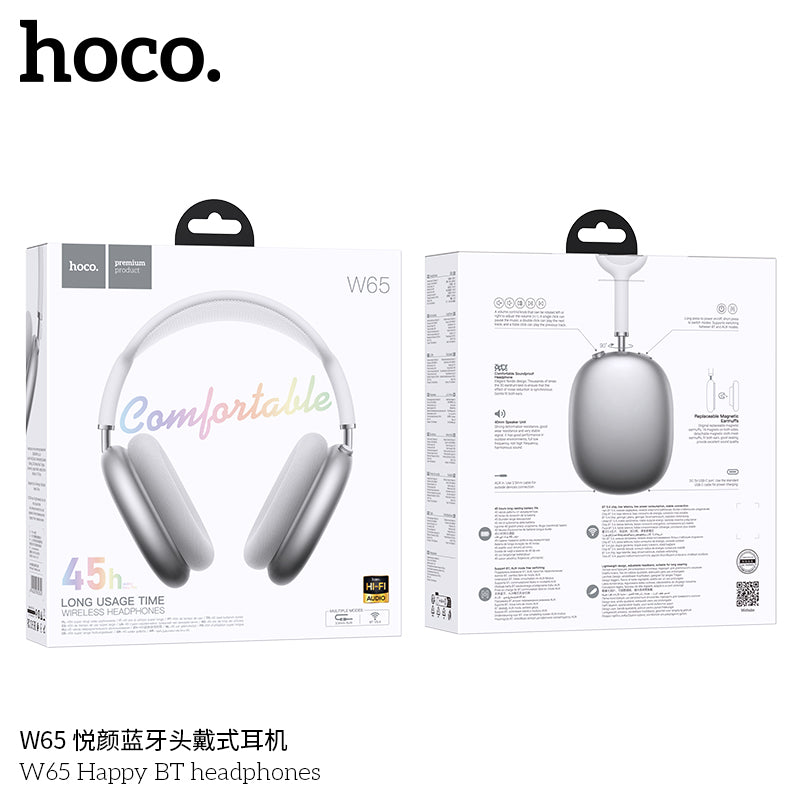 Audífonos On Ear Bluetooth Hoco W65 Hifi Tarjeta Aux Blanco – imagen 2