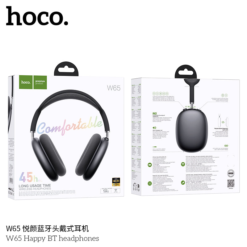 Audífonos On Ear Bluetooth Hoco W65 Hifi Tarjeta Aux Negro – imagen 3