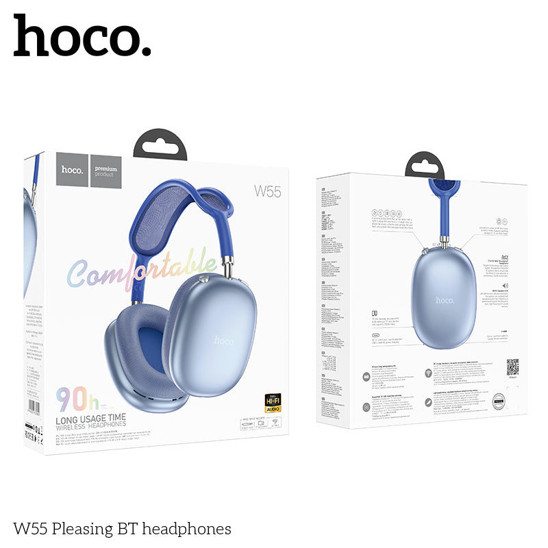 Audífonos Bluetooth Hoco W55 Headset 90 Horas Azul – imagen 2