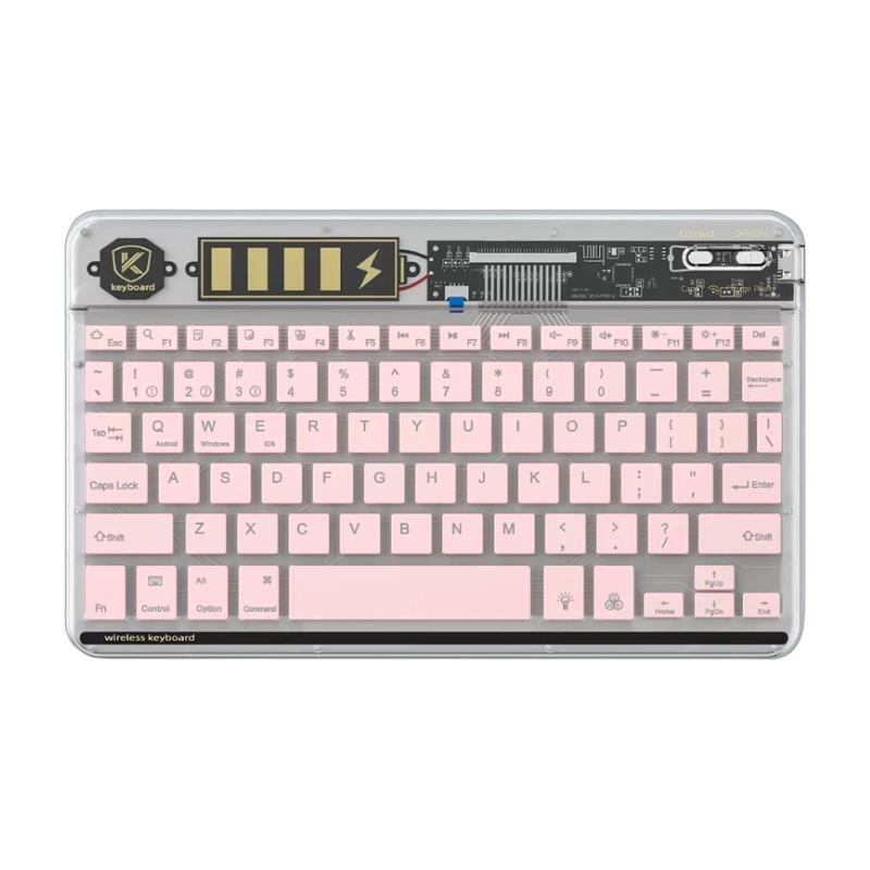 Teclado Mini Inalámbrico Bluetooth Rgb 030a Rosado