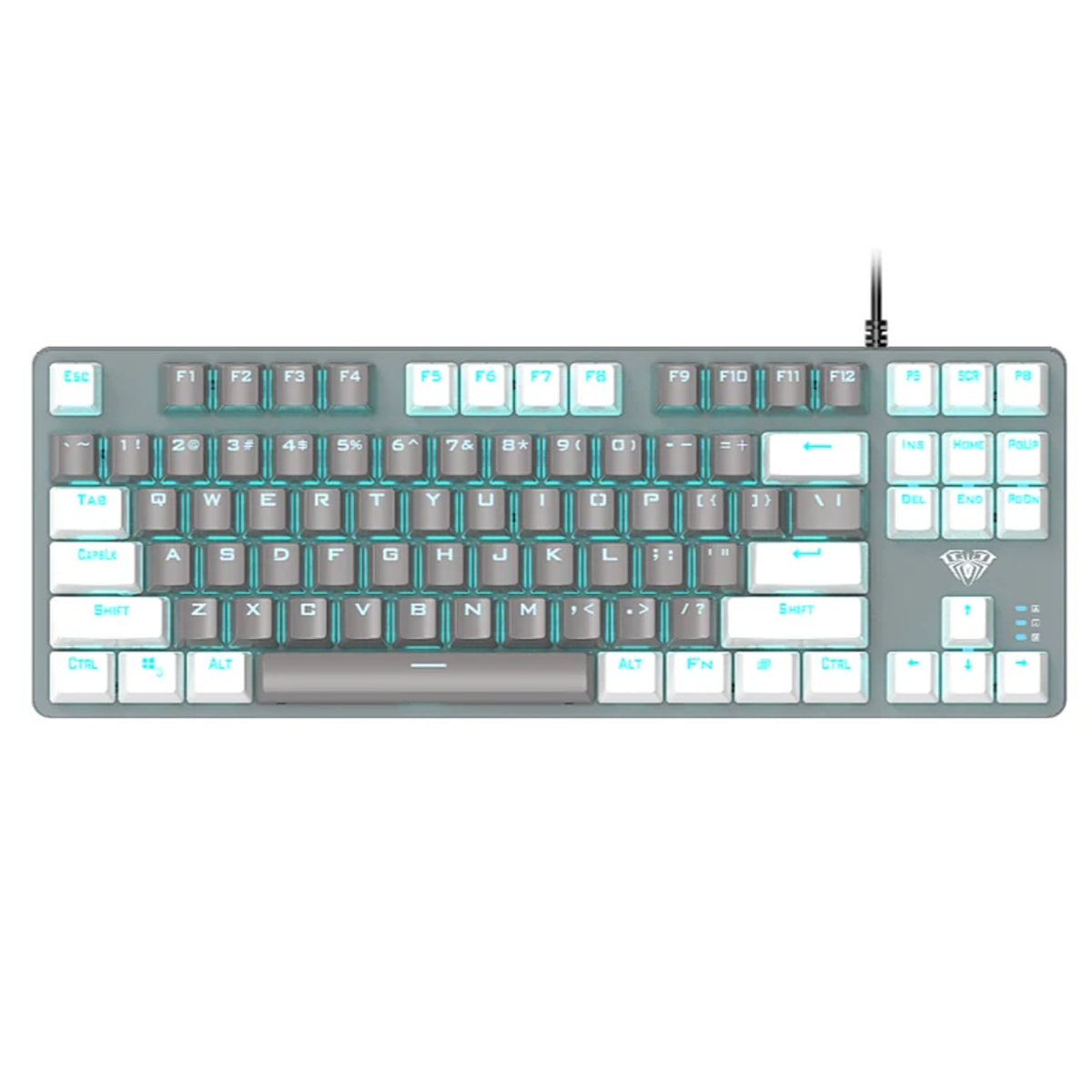 Teclado Gamer Mecanico Aula F3287 Tkl Rgb Blue Switch Gris