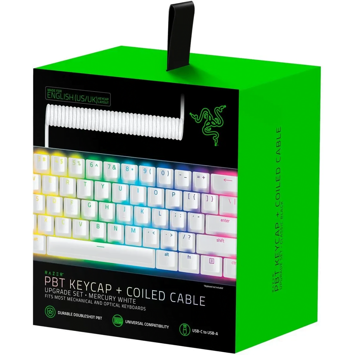 Razer Pbt Keycaps + Cable Para Teclados Mecánicos Ingles Us Blanco