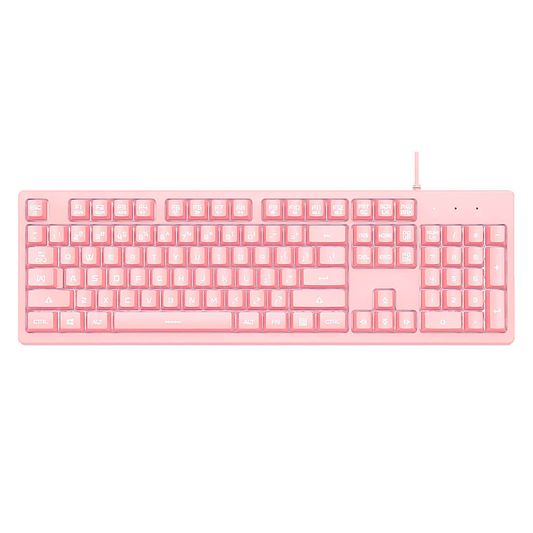 Teclado Membrana Usb Mod G1 104 Teclas Retroiluminado Rosado