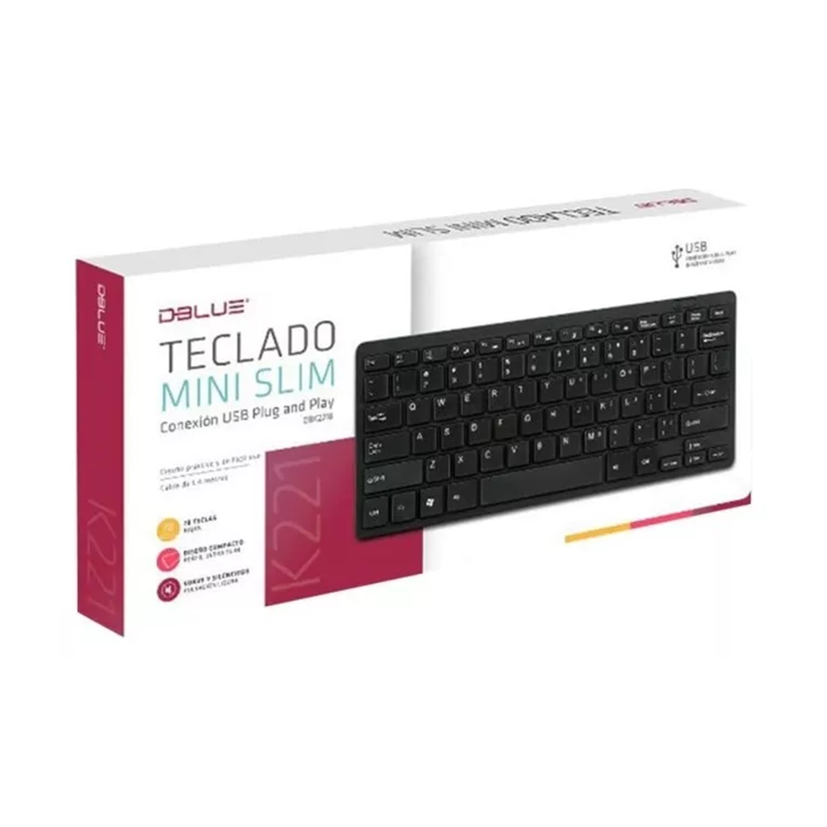 Teclado Usb Ultra Slim Dblue Dbk2218 Negro – imagen 2