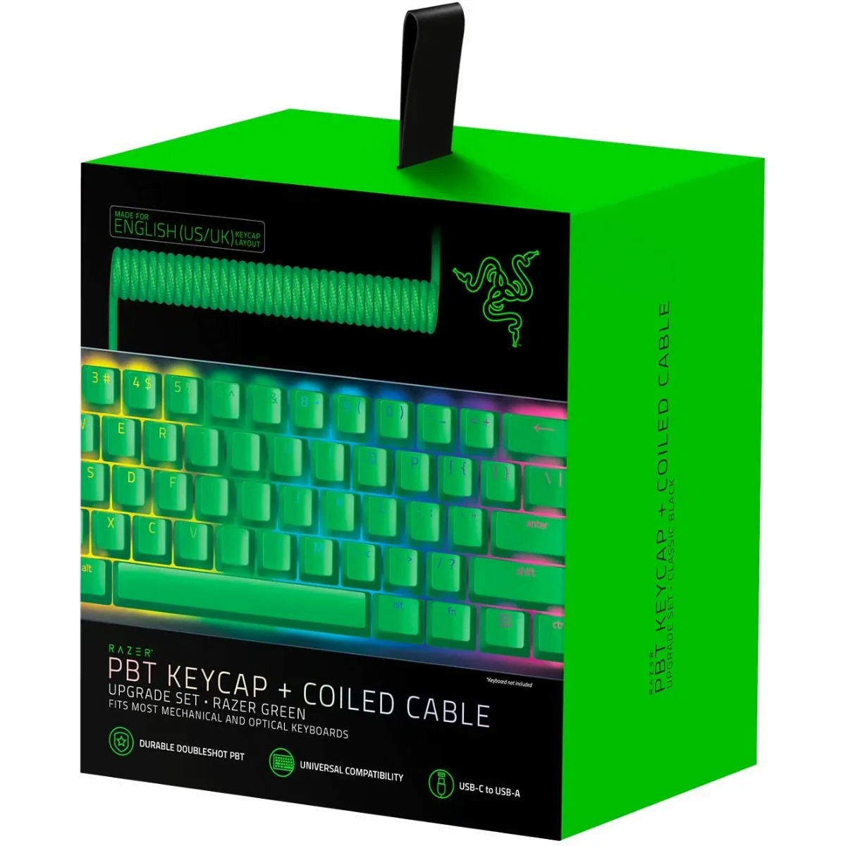 Razer Pbt Keycaps + Cable Para Teclados Mecánicos Ingles Us Verde