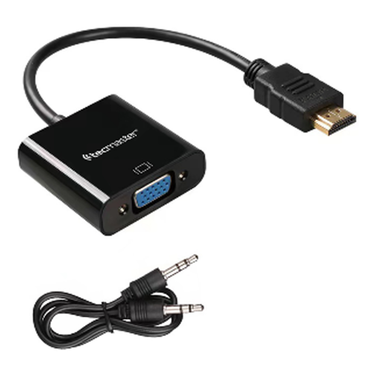 Adaptador Hub Convertidor Hdmi a Vga + Cable Audio Tecmaster Negro