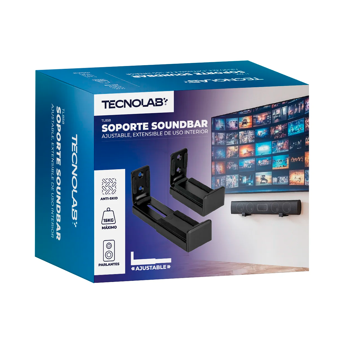 Soporte ajustable Para Soundbar Tecnolab Tl858 Hasta 15 kg Negro