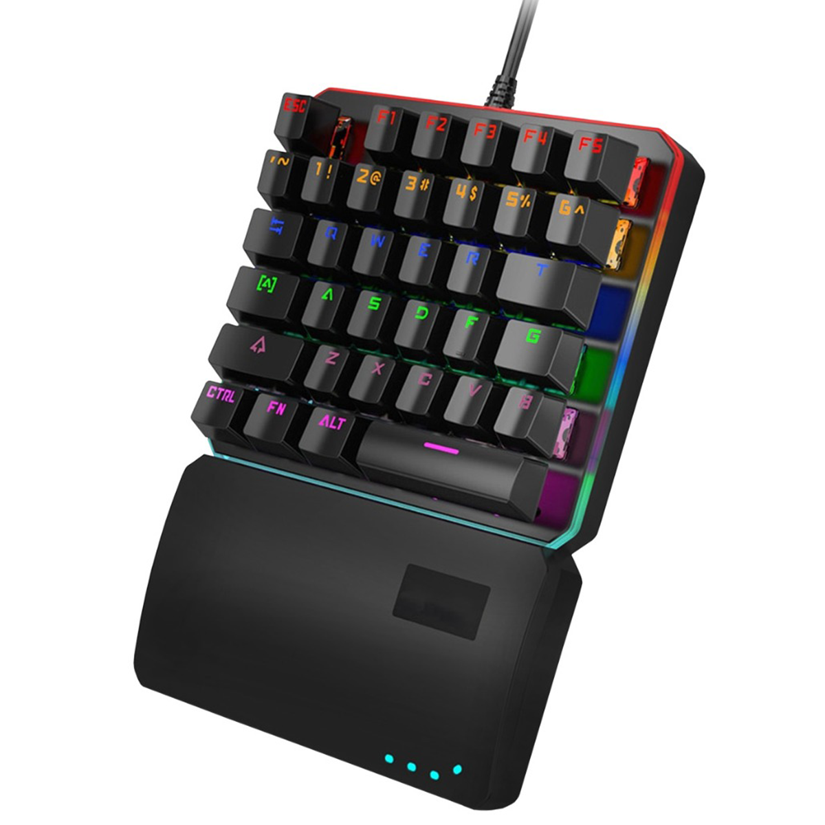 Teclado Gamer Mecanico Reptilex Backlighting Una Mano RX0015 Negro