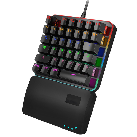 Teclado Gamer Mecanico Reptilex Backlighting Una Mano RX0015 Negro