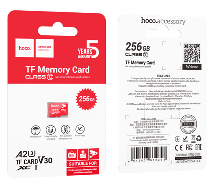 Micro SD Tf Flash Alto Rendimiento Hoco 256 Gb Rojo – imagen 3