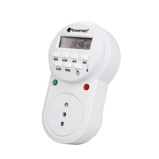 Timer Temporizador Digital Semanal 24/7 Powerlab Blanco