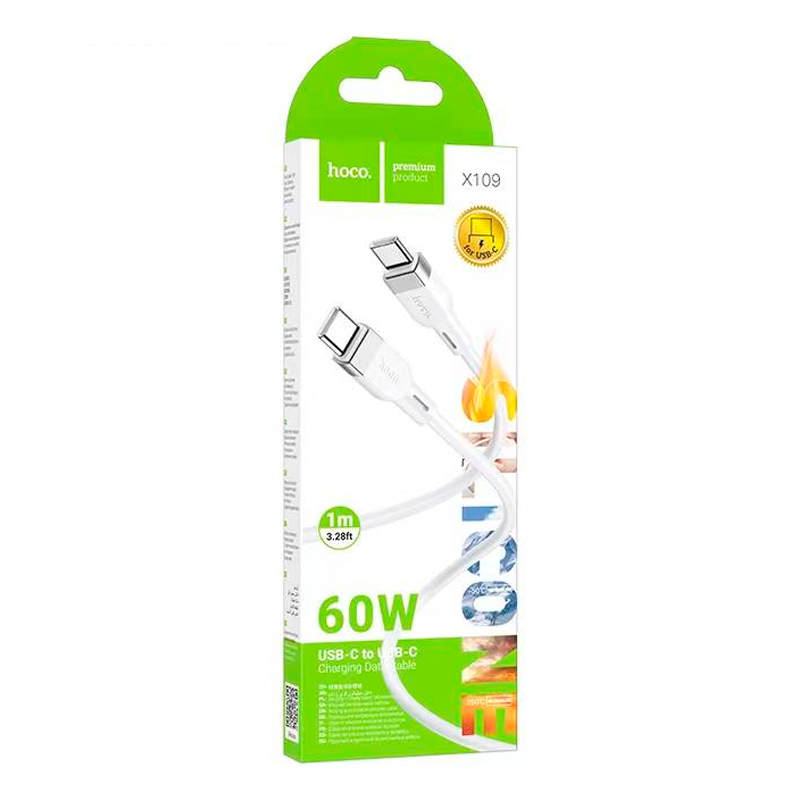 Cable Tipo C a Tipo C Hoco X109 60w 1m Energy Blanco – imagen 3