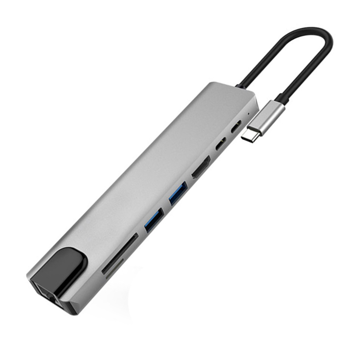 Hub Usb Tipo C Birlink 8 en 1 Gris