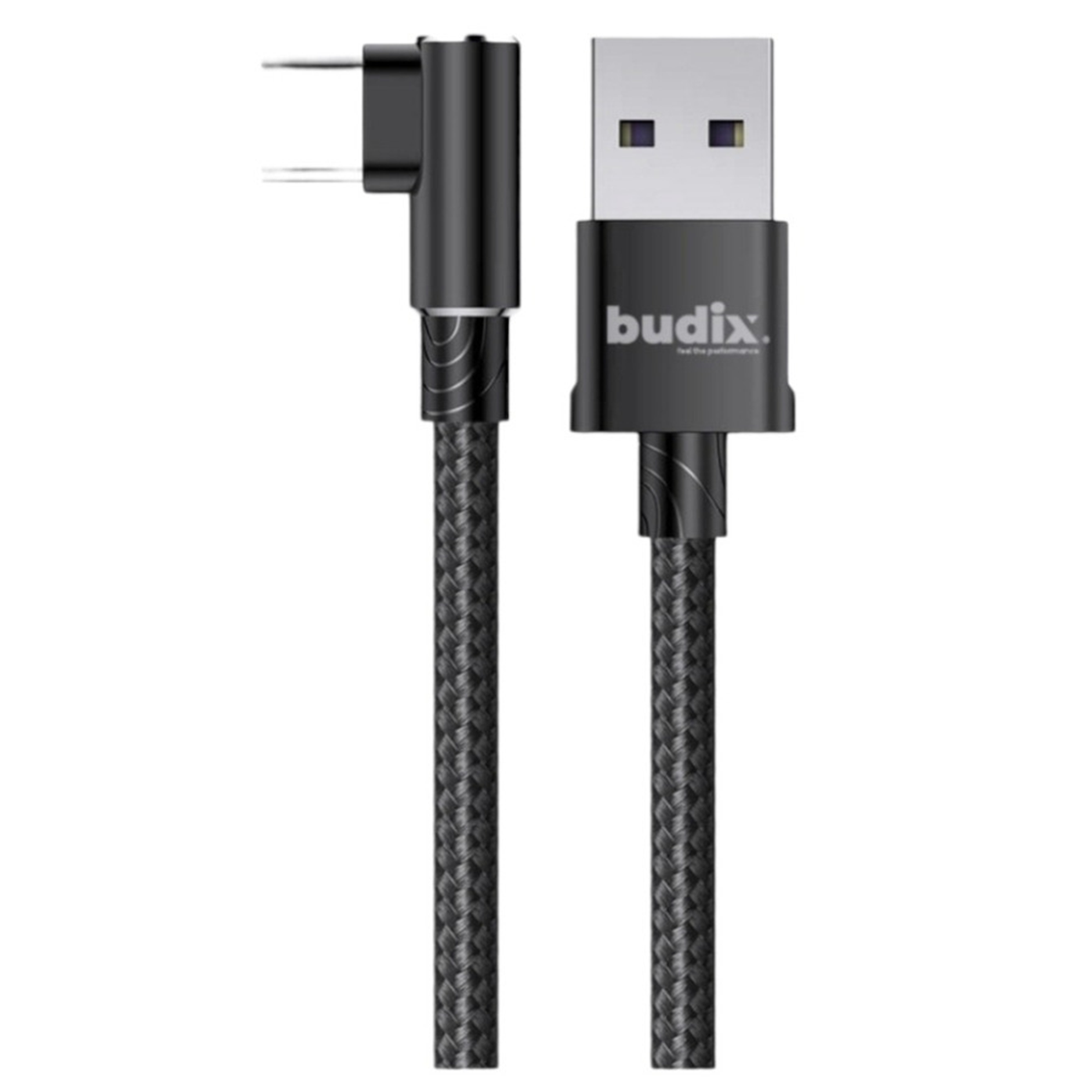 Cable Tipo C Reforzado 90 Grados 1M Budix Negro
