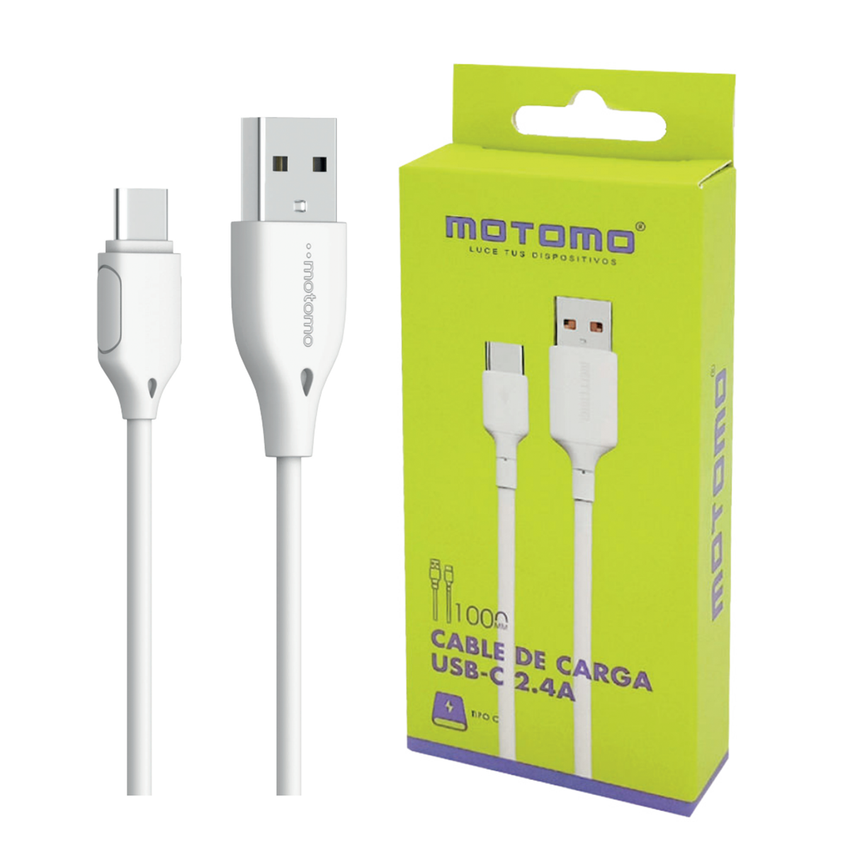 Cable Usb Tipo C Motomo 2.4a Blanco
