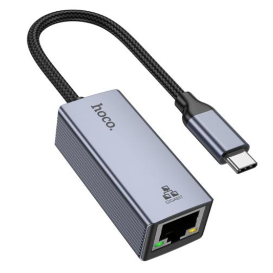 Adaptador Hub Hoco Ua37 Tipo C a Rj45 Gris