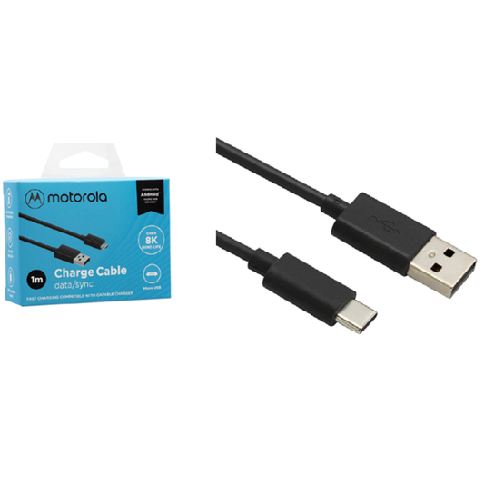 Cable Motorola Tipo C Carga Rapida Negro