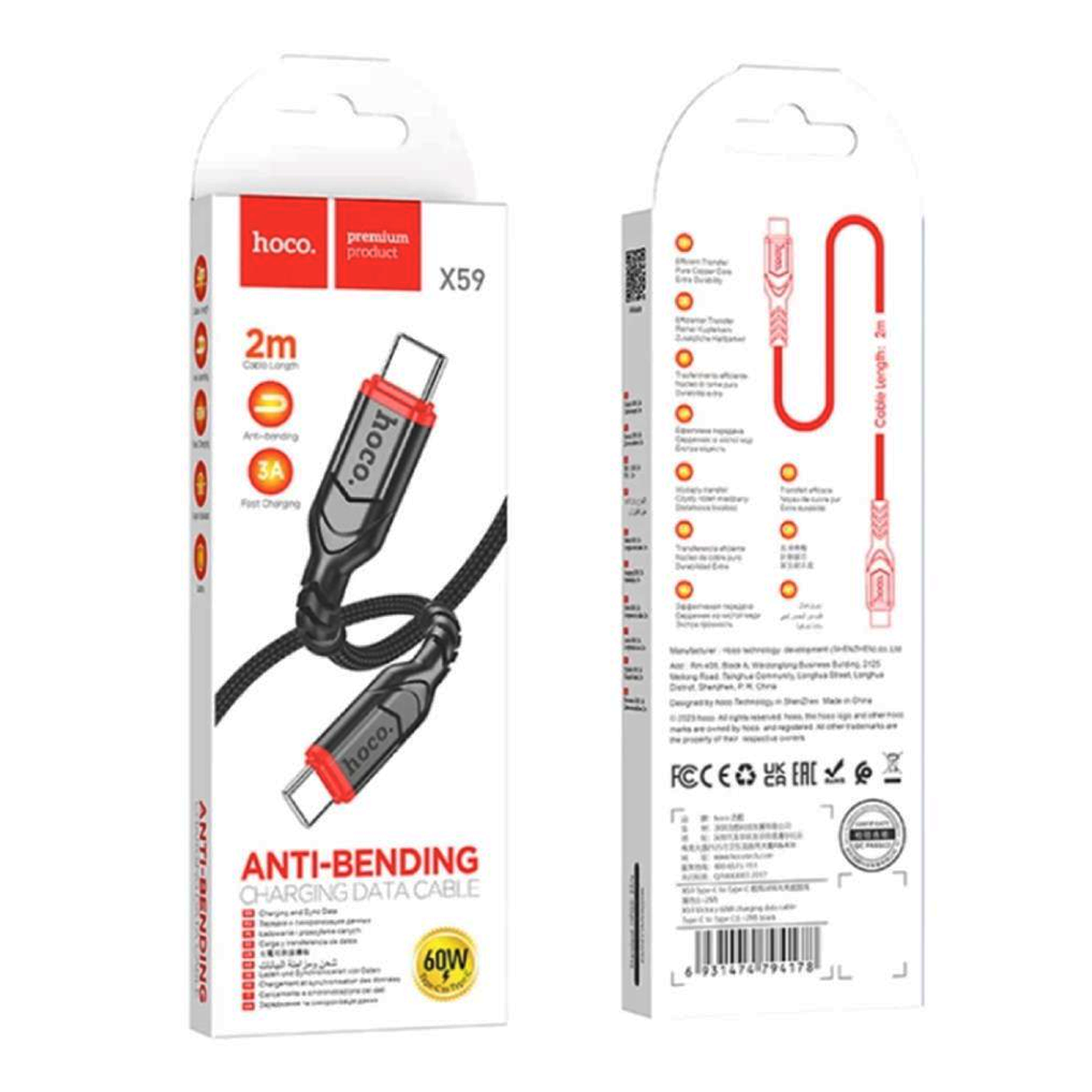 Cable Tipo C a Tipo C Hoco X59 Negro – imagen 2
