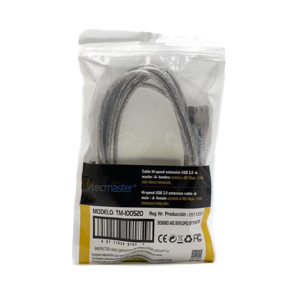 Cable Extensor Tecmaster Usb 3 Metros Gris – imagen 2