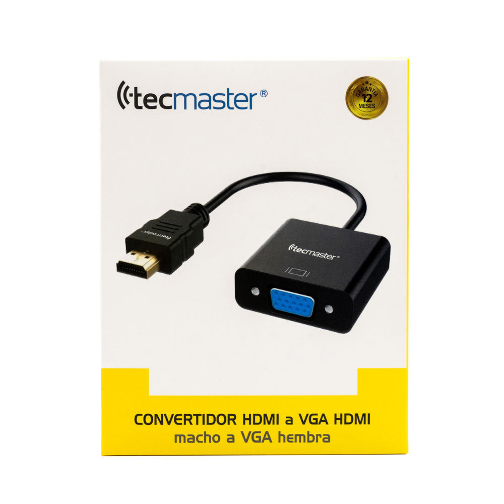 Adaptador De Video Hdmi A Vga Tecmaster 1080p TM-100522 Negro – imagen 3