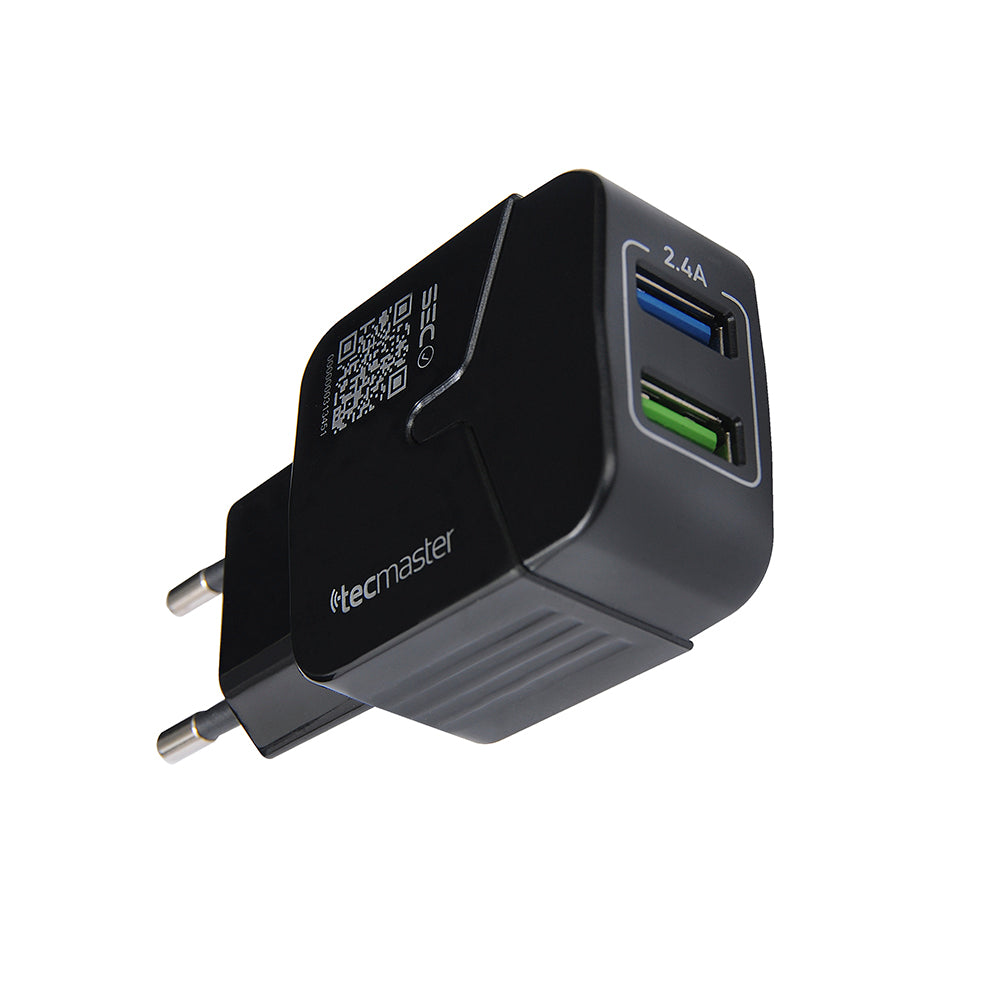 Cargador Tecmaster Dual 2.4a TM-200513-BK Negro – imagen 3