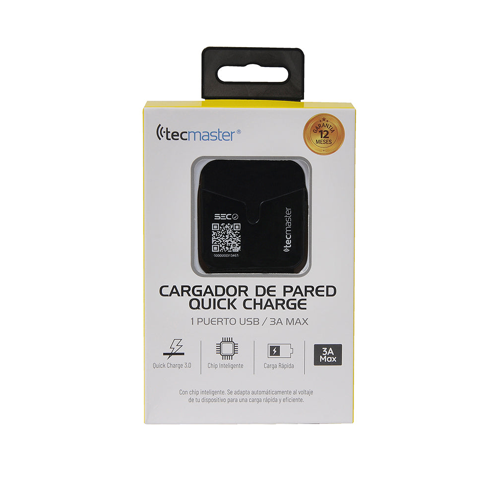 Cargador Tecmaster Carga Rapida 3a TM-200514-BK Negro – imagen 3
