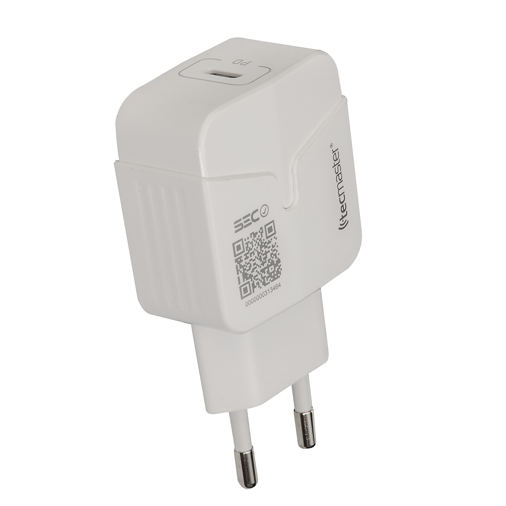 Cargador Tecmaster 20w Tipo C + Cable Tipo C a Lightning Blanco