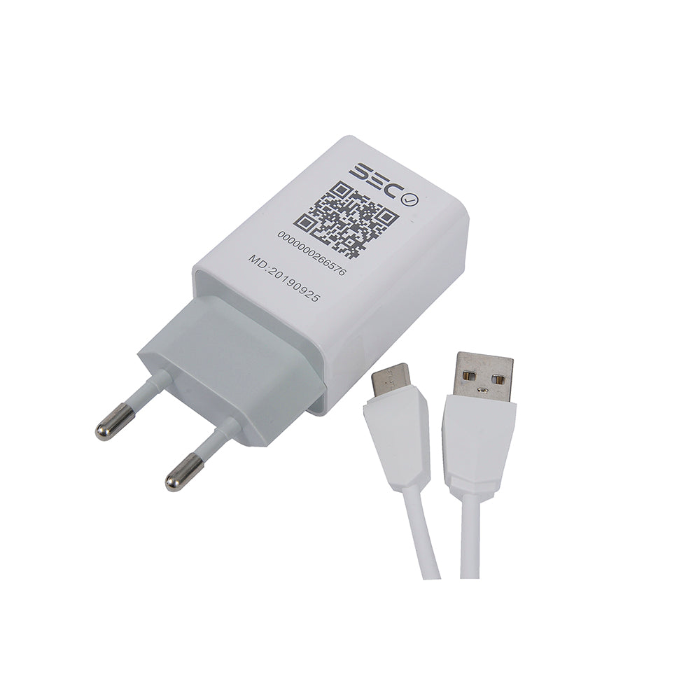 Cargador Tecmaster TM-200516 Carga Rapida + Cable Tipo C Blanco – imagen 2