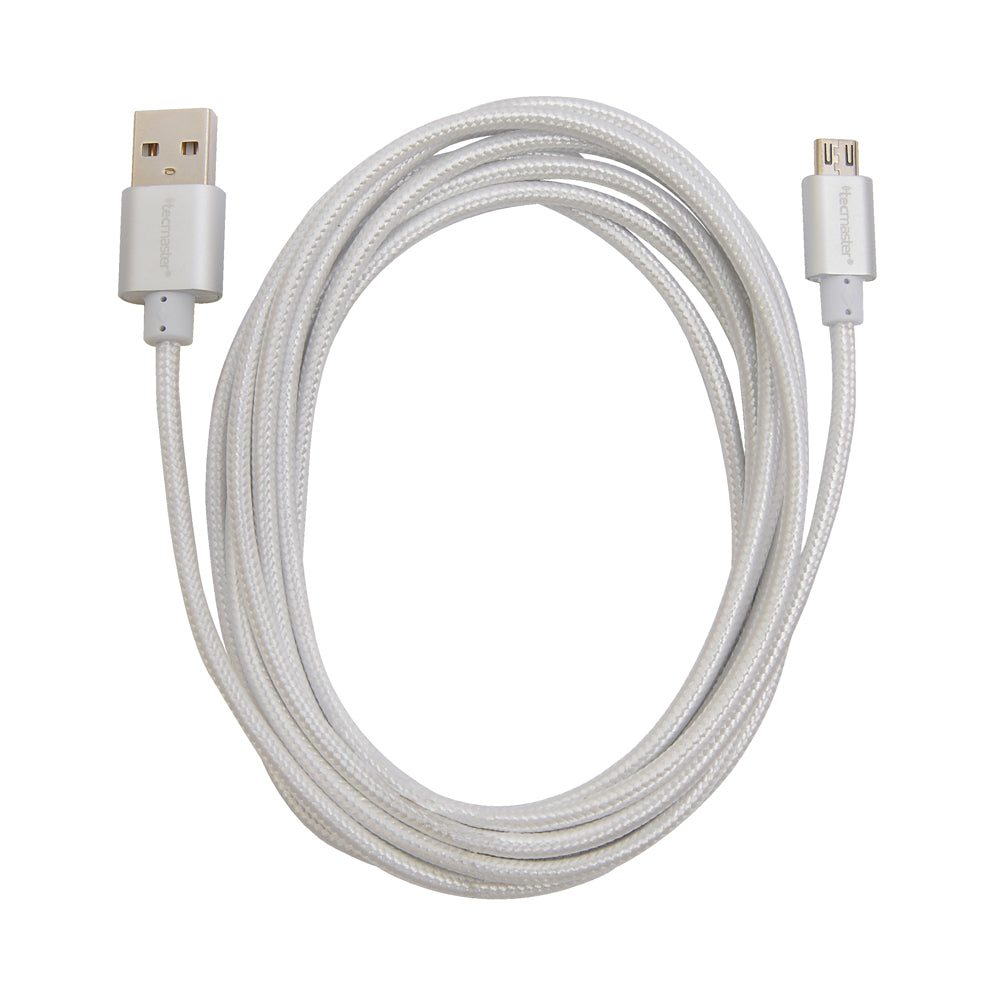 Cable Tecmaster Micro Usb 2,5 Metros Reforzado Gris – imagen 2